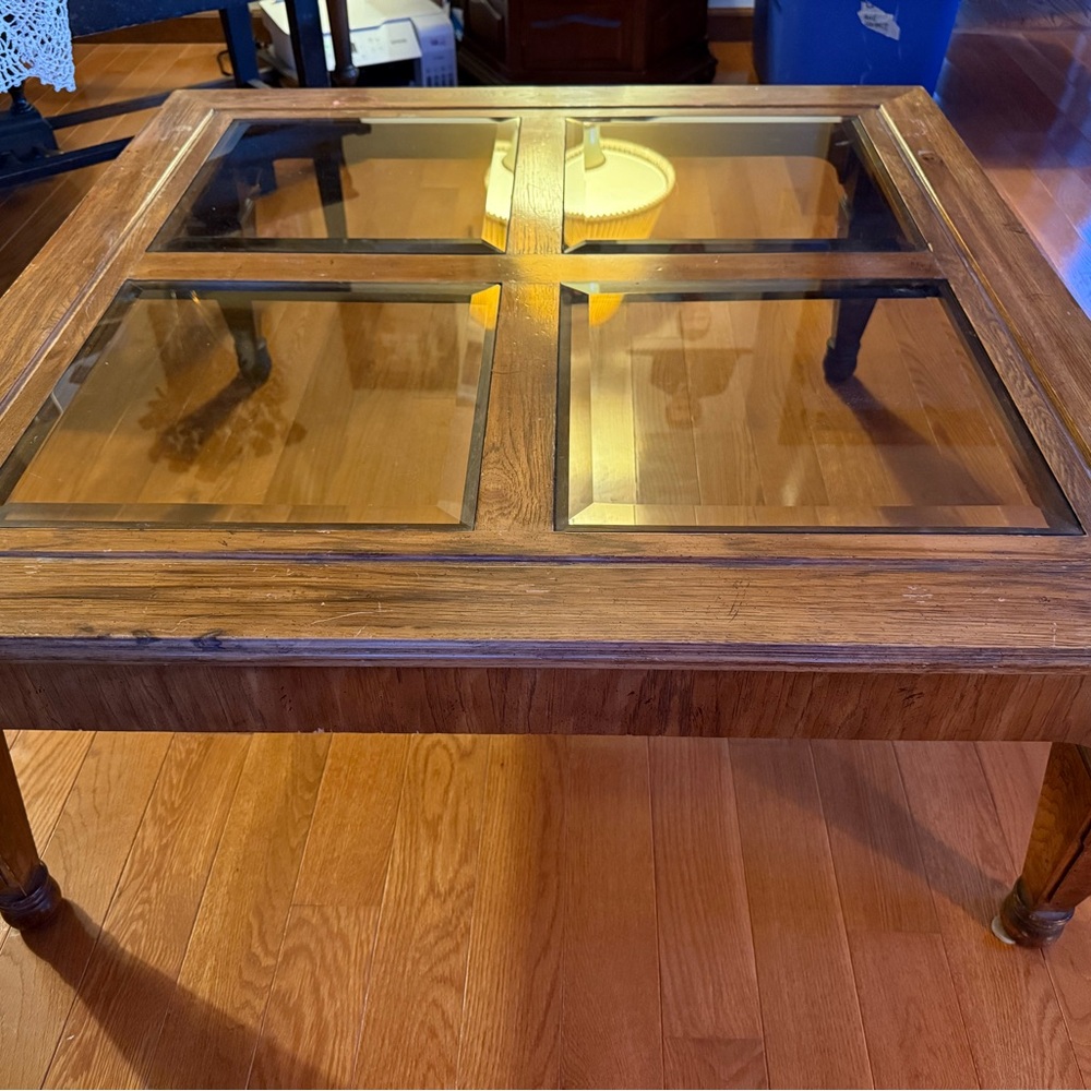 Elegant Brown Glass-Top Coffee Table